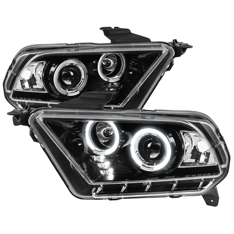 Spec-D 10-14 Ford Mustang Headlights Dual Projector Jet Black/Clear