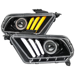 Spec-D 10-14 Ford Mustang Headlights Sequential Turn Signals Black