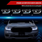 Spec-D 19-22 Ford Ranger SEQ LED Bar Projector Headlights Black