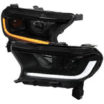 Spec-D 19-22 Ford Ranger SEQ LED Bar Projector Headlights Black/Smoked