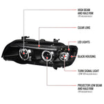 Spec-D 01-03 BMW E53 X5 Halo Projector Headlights Black
