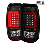 Spec-D 03-07 Chevy Silverado Red LED Bar Tail Lights Black/Clear