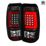 Spec-D 99-02 Chevy Silverado LED Bar Tail Lights Black/Clear Lens