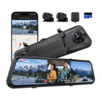 M4 3CH Mirror Dash Cam, 1080P/60fps, 12" IPS Touchscreen