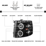 Spec-D 07-13 Chevy Silverado 1500 Halo Projector Headlights Black