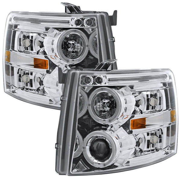 Spec-D 07-10 Chevy Silverado Halo Projector Headlgihts Chrome