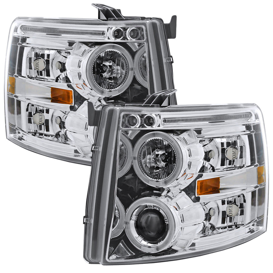 Spec-D 07-10 Chevy Silverado Halo Projector Headlgihts Chrome