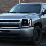 Spec-D 07-13 Silverado 2500HD/3500HD C-Bar Headlights Jet Black/Clear
