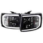 Spec-D 07-14 Chevy Silverado LED Bar Proj Headlights Black