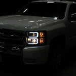 Spec-D 07-13 Chevy Silverado Projector Headlights LED Bar Smoked
