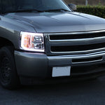 Spec-D 07-13 Silverado Headlights LED C-Bar Projector Chrome/Clear