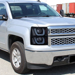 Spec-D 14-15 Silverado Projector Headlights U-Bar LED Black Smoke