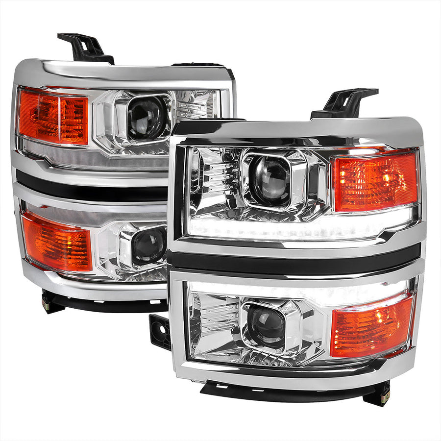 Spec-D 14-15 Silverado 1500 Pro Headlights SEQ LED Chrome