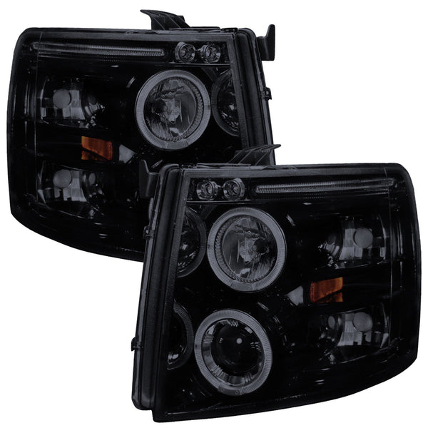 Spec-D 07-13 Silverado Halo Projector Headlights Smoked