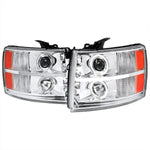 Spec-D 07-13 Silverado 2500HD 3500HD LED Bar Headlights Black/Clear