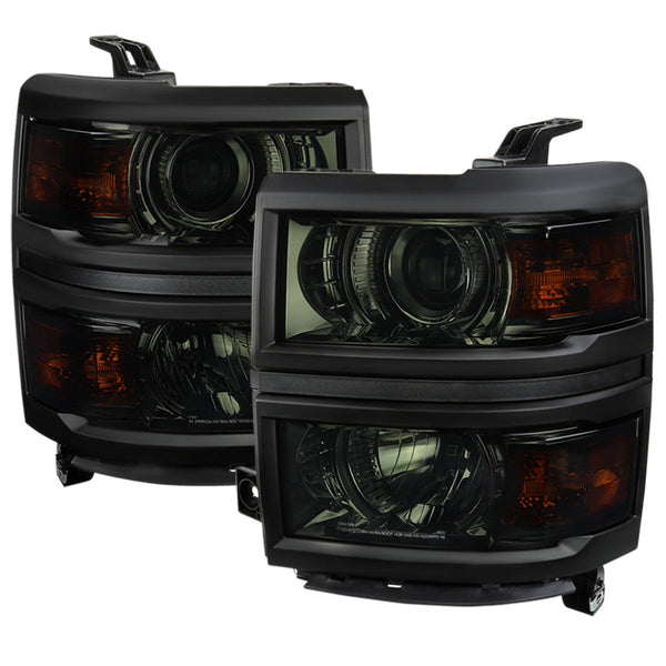 Spec-D 14-15 Chevy Silverado Projector Headlights Black/Smoked
