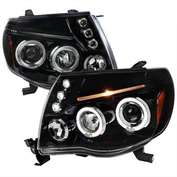 Spec-D 05-11 Toyota Tacoma Halo Projector Headlights Jet Black