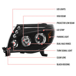 Spec-D 05-11 Toyota Tacoma Halo Projector Headlights Black