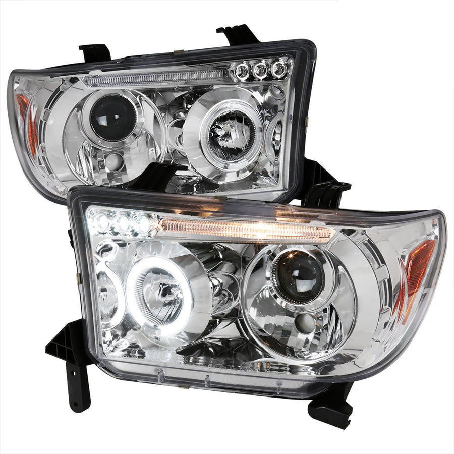 Spec-D 07-13 Tundra Sequoia Halo ProJector Headlights Chrome