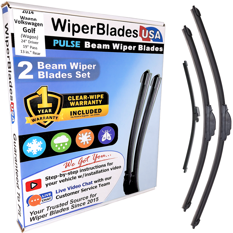 2014 Volkswagen Golf (Wagon) Wiper Blades Set w/1yr Warranty (Set of 3) w/Rear