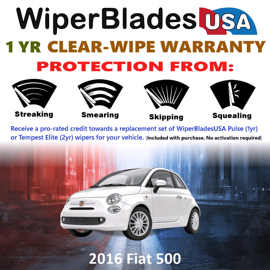 2016 Fiat 500 Wiper Blades Set w/1yr Wear Warranty (Set of 2) Pulse Beam Wipers