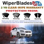 2019 Lincoln Nautilus Wiper Blades w/2yr Wear Warranty (Set of 2) Beam Wipers