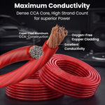 0 Gauge Wire CCA 25 Ft Red, 1/0 AWG Copper Clad Aluminum Ground Wire Battery Cable for Car Audio Amplifier, Subwoofer, Automotive Power & Ground Wiring