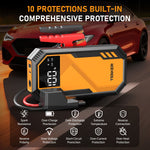 5000A Car Jump Starter 7.2L Gas or 6.5L Diesel 44.4W Portable Power Bank LED Flashlight 12V Jumper Box 10 Protections Built in Comprehensive Protection