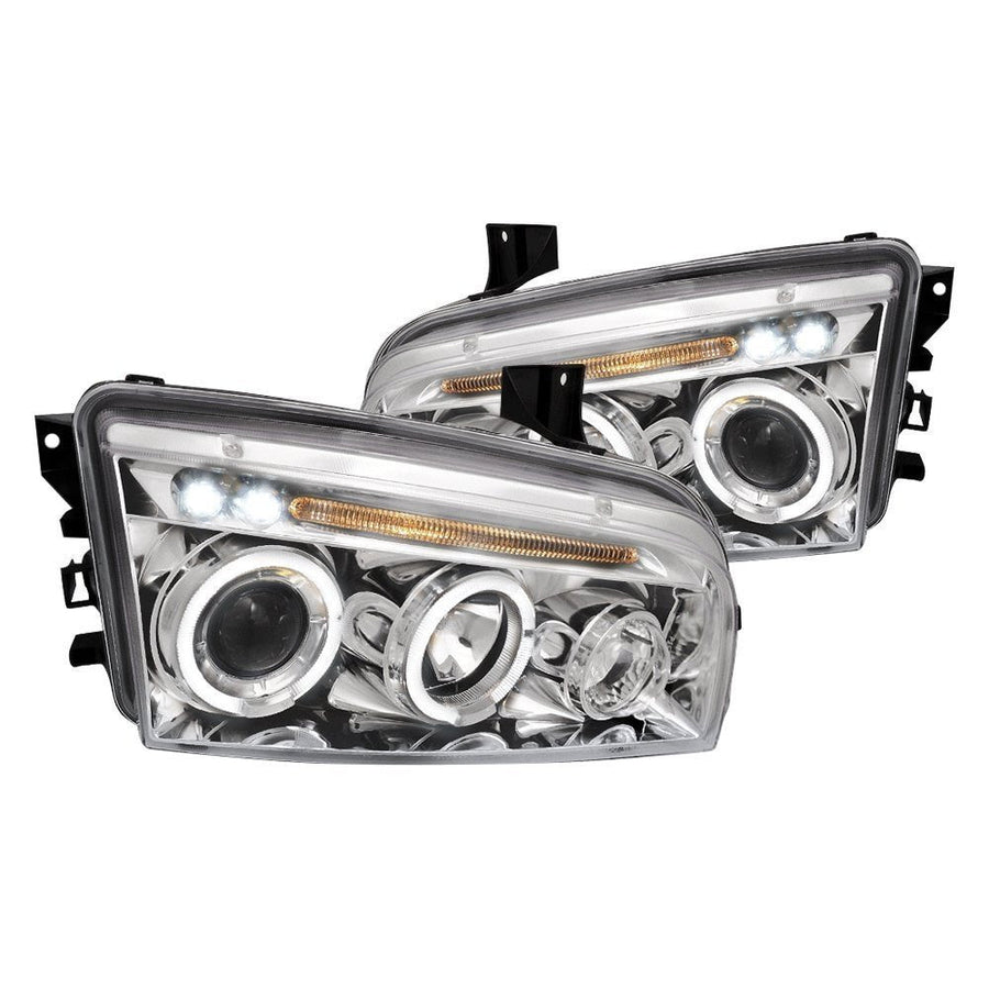 Spec-D 05-10 Dodge Charger Halo Projector Headlights Chrome