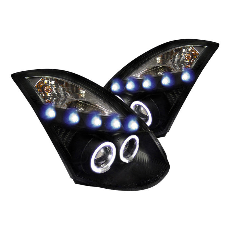 Spec-D 03-07 G35 Coupe Halo Projector Headlights Black