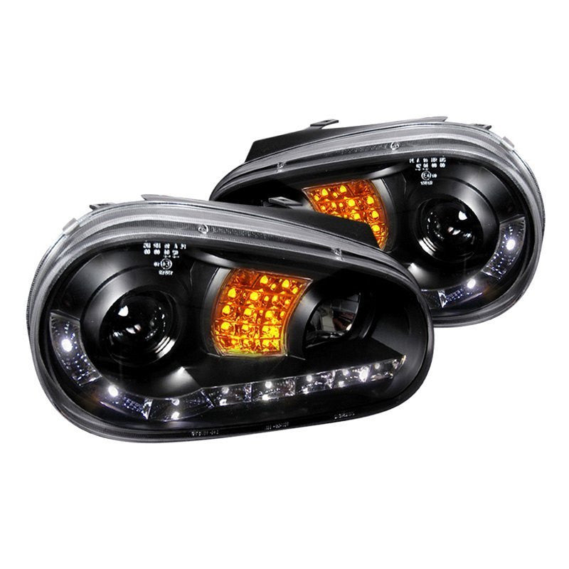Spec-D 99-06 VW Golf GTI R32 Headlights R8 LED Strip V2 Black
