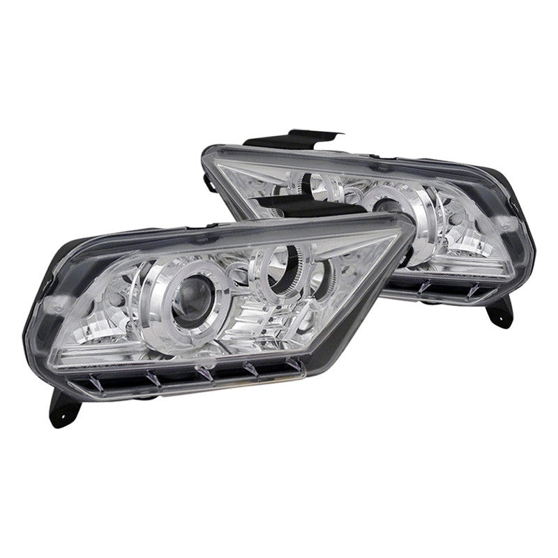 Spec-D 10-14 Ford Mustang Halo Projector Headlights Chrome