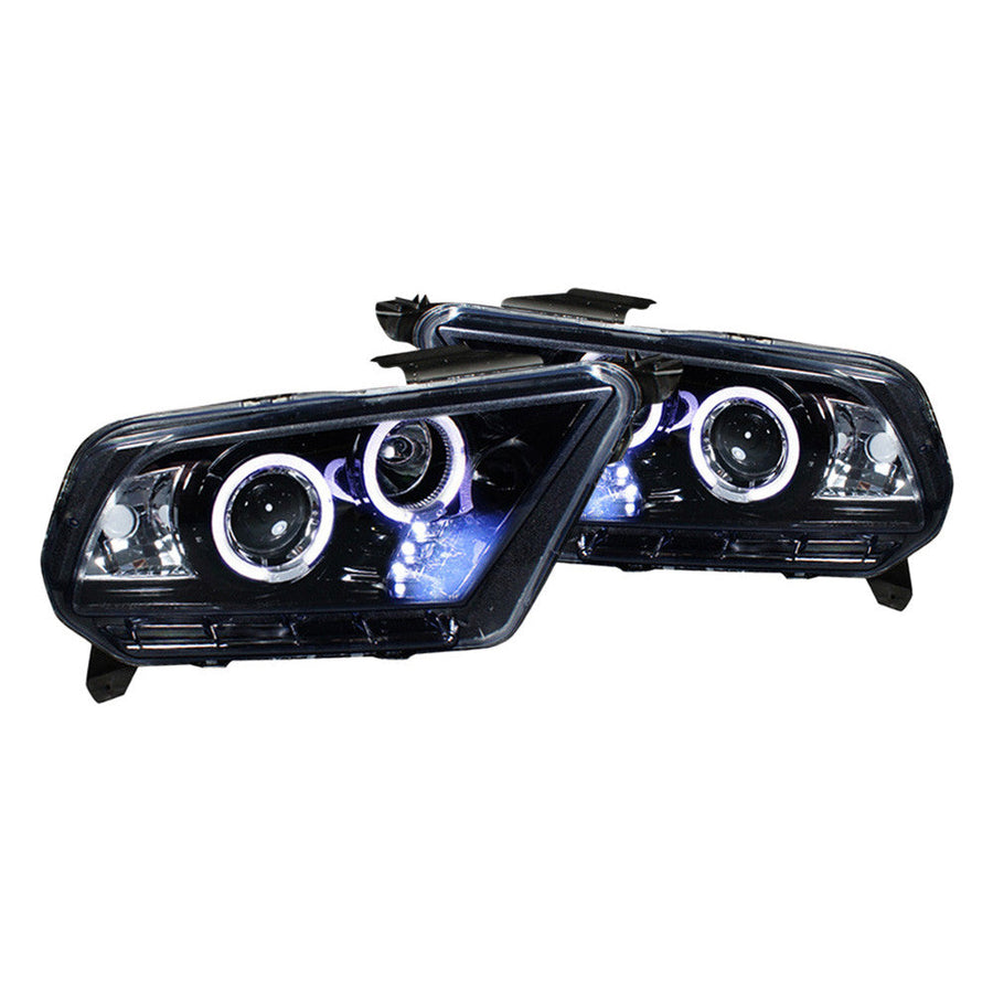 Spec-D 10-14 Ford Mustang Halo Projector Headlights Smoked