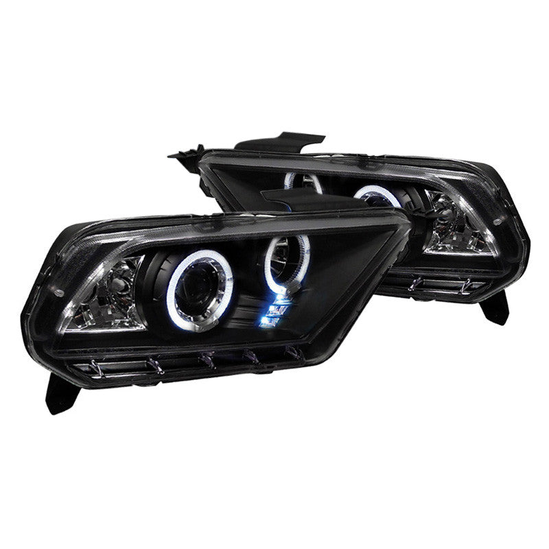 Spec-D 10-14 Ford Mustang Halo Projector Headlights Black