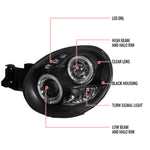 Spec-D 02-03 Subaru Impreza Halo Projector Headlights Black