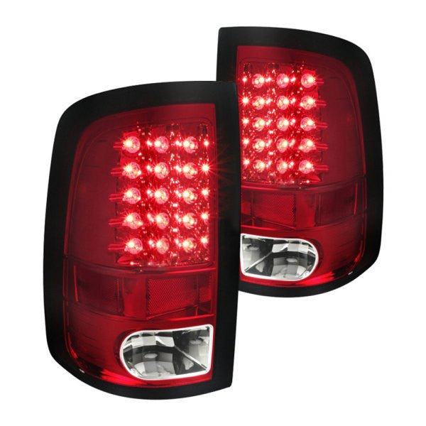 Spec-D 09-18 Ram 1500 LED Tail Lights Chrome/Red Lens (White Bar)