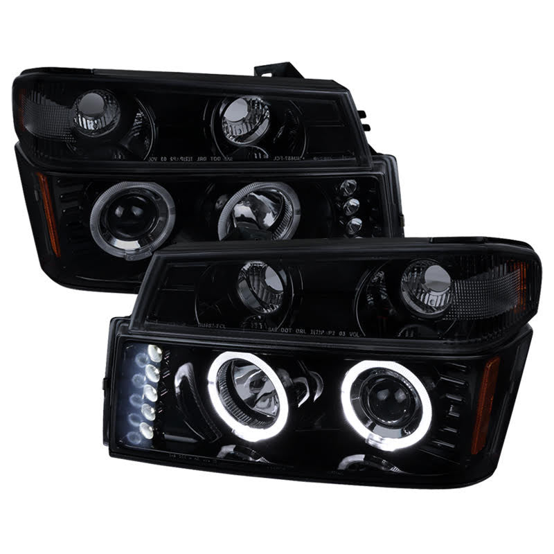 Spec-D 04-12 Chevy Colorado Halo Projector Headlights Black/Smoked